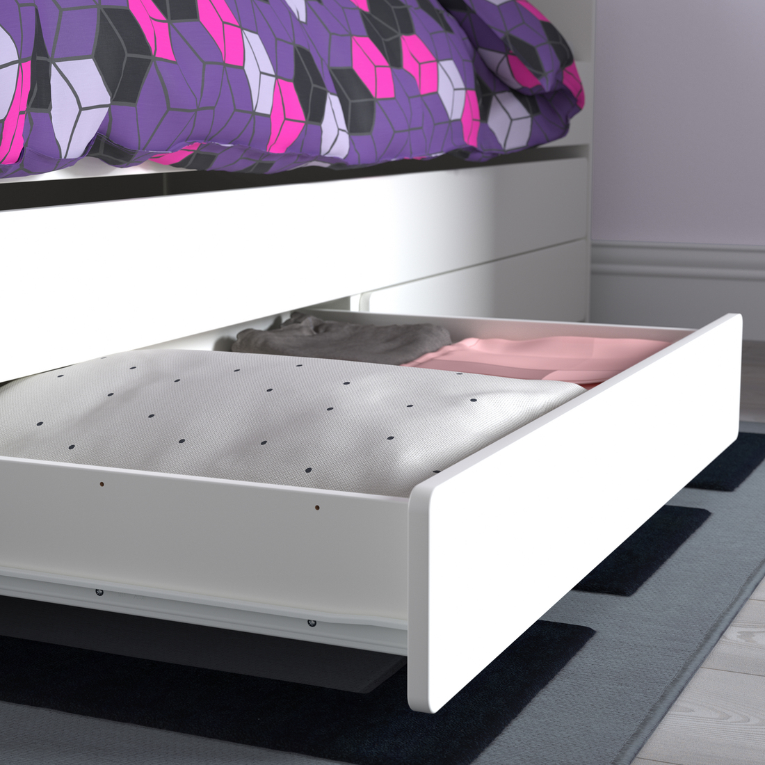 SLÄKT, Underbed with storage. 3 of 4 open dialog