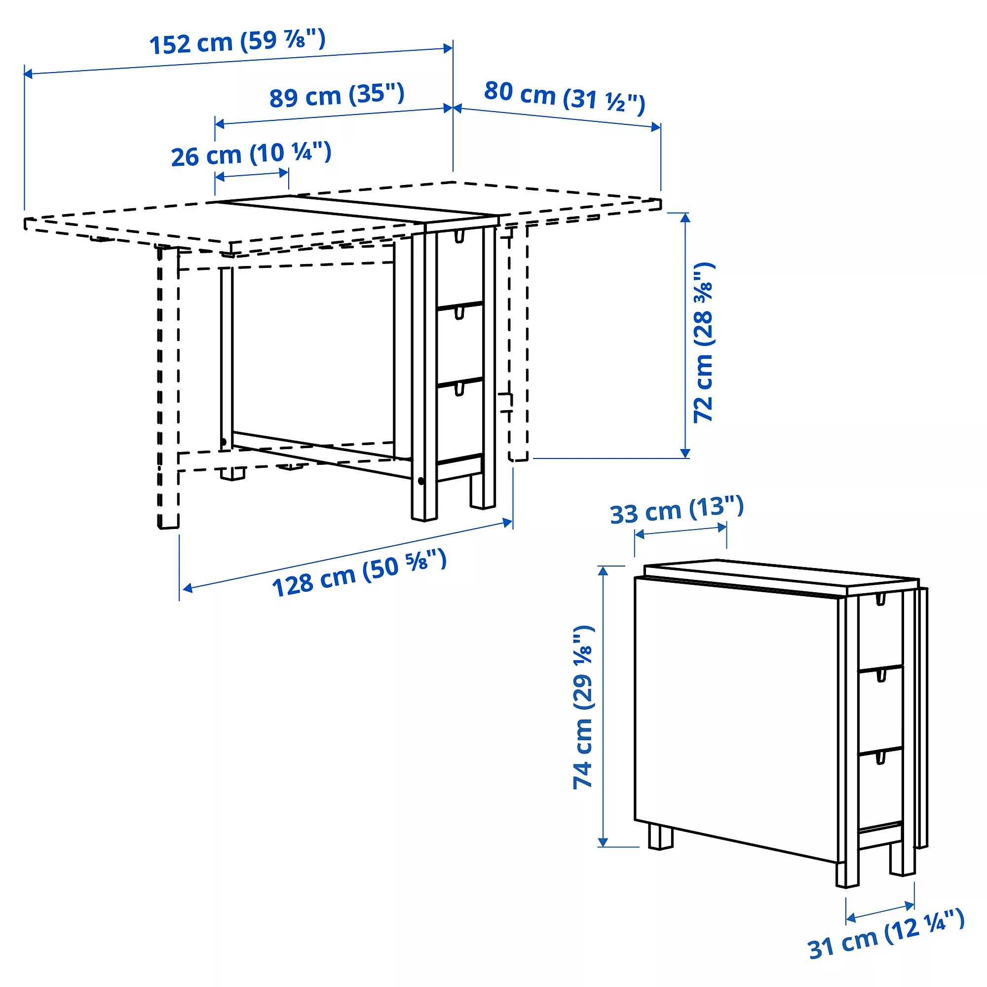 IKEA Puerto Rico - NORDEN drop leaf dining table, white, 10 1/4/35