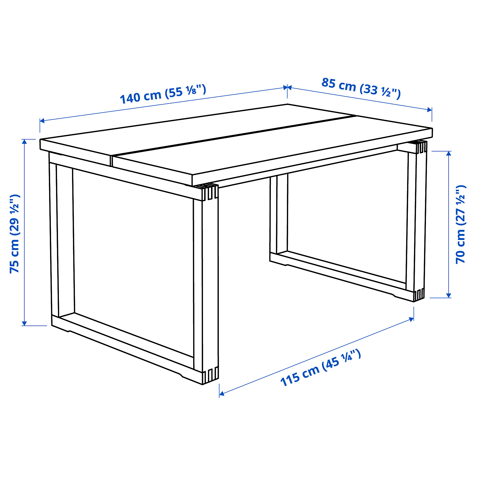 Measurement Illustration - MÖRBYLÅNGA/TOBIAS table and 4 chairs