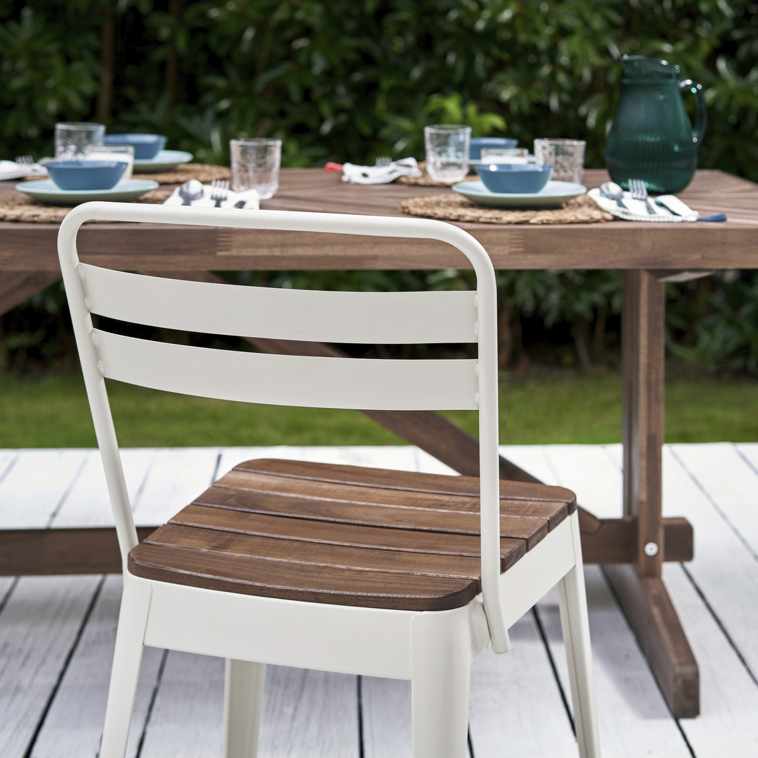 NORRMANSÖ, table with 3 chairs and 2 benches. 5 of 5 open dialog
