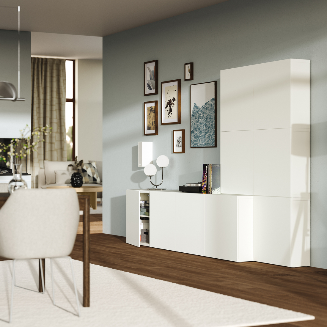 BESTÅ, combinación almacenaje+puertas. 2 de 3 open dialog