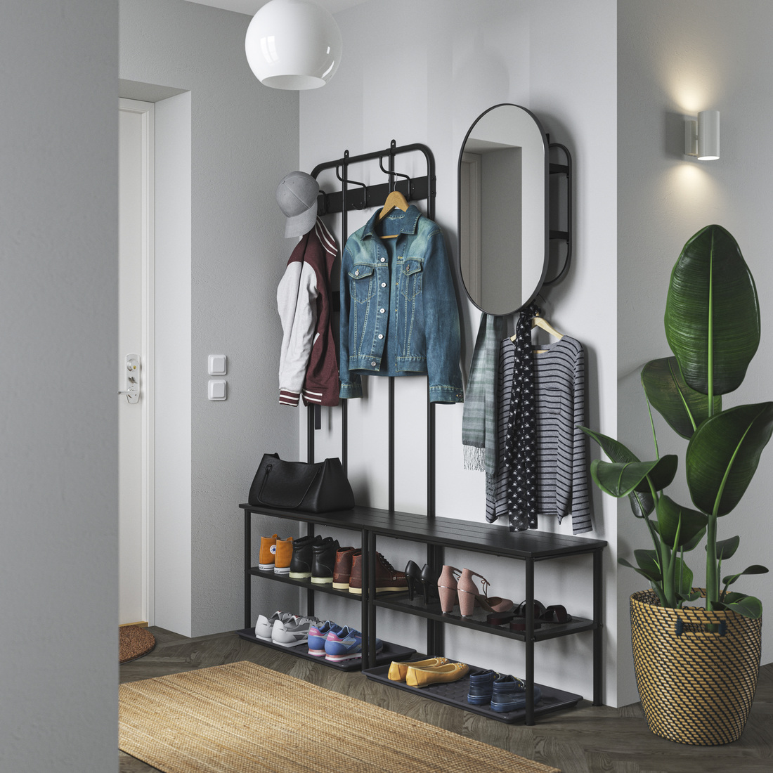 NIPÅSEN / BAGGMUCK, hallway furniture, set of 2. 3 of 4 open dialog
