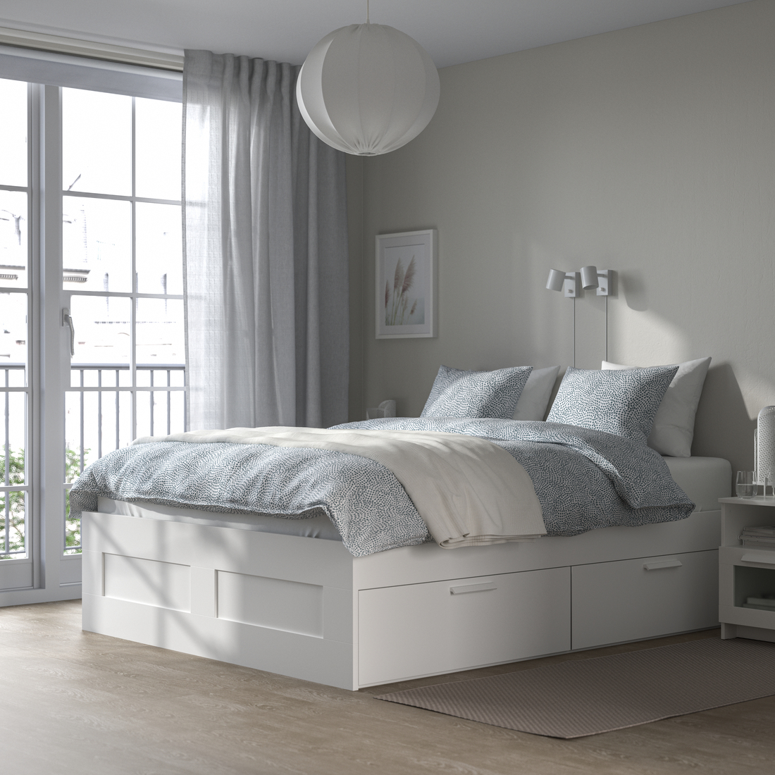 BRIMNES, bed frame with storage. 2 of 5 open dialog