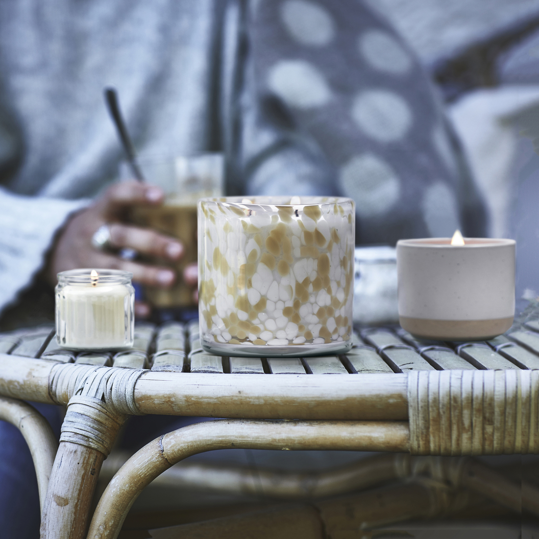 JÄMLIK, scented candle in glass, 2 wicks. 5 of 5 open dialog