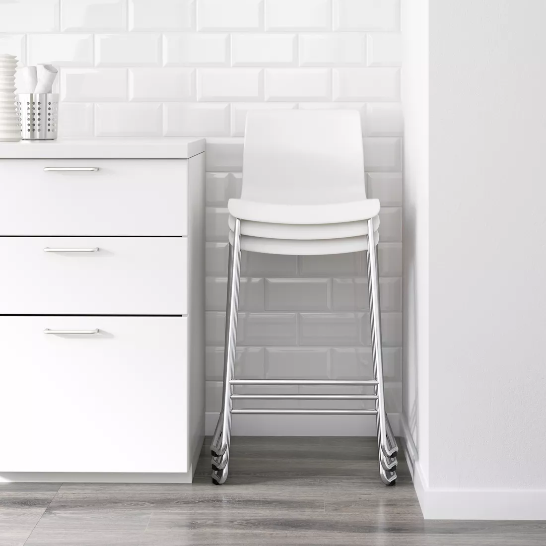 椅子・チェア IKEA イケア JANINGE カウンターチェア ホワイト 昇降式