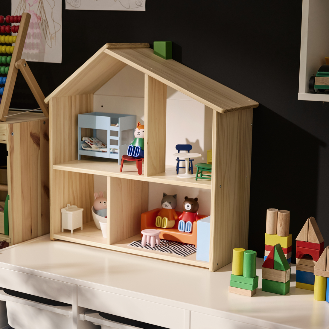 FLISAT, doll house/wall shelf. 2 of 7 open dialog