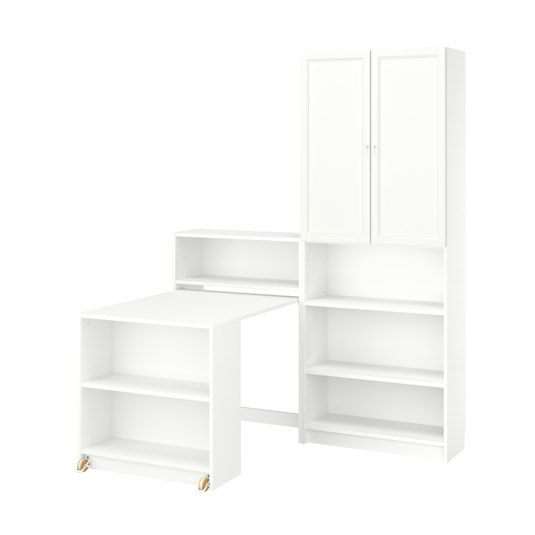 BILLY / OXBERG, bookcase with foldable table and doors. 1 of 5 open dialog