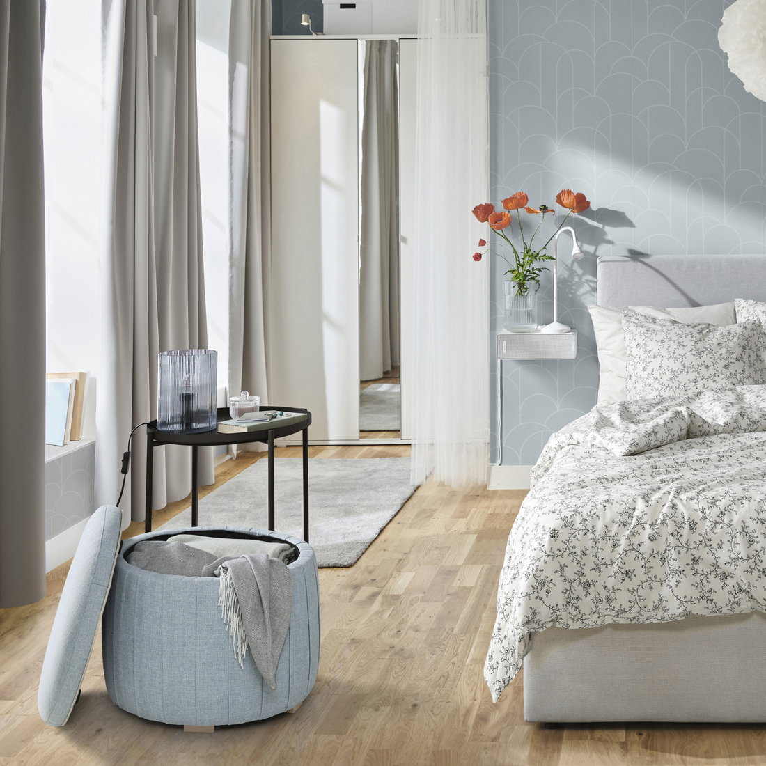 ÅTERLÖGA, pouffe with storage. 3 of 5 open dialog