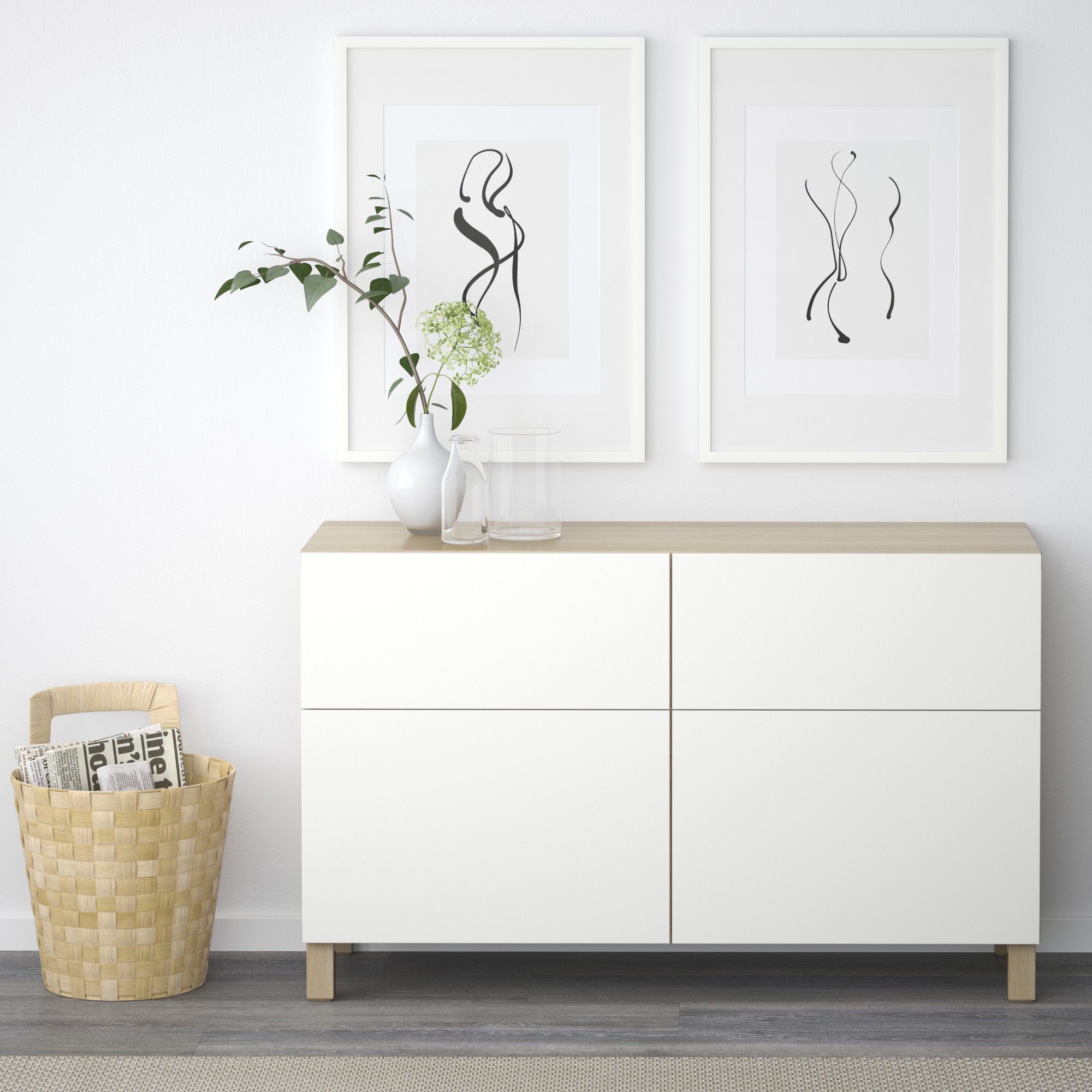 BESTÅ, sideboard with drawer runner, soft-closing. 2 of 4 open dialog