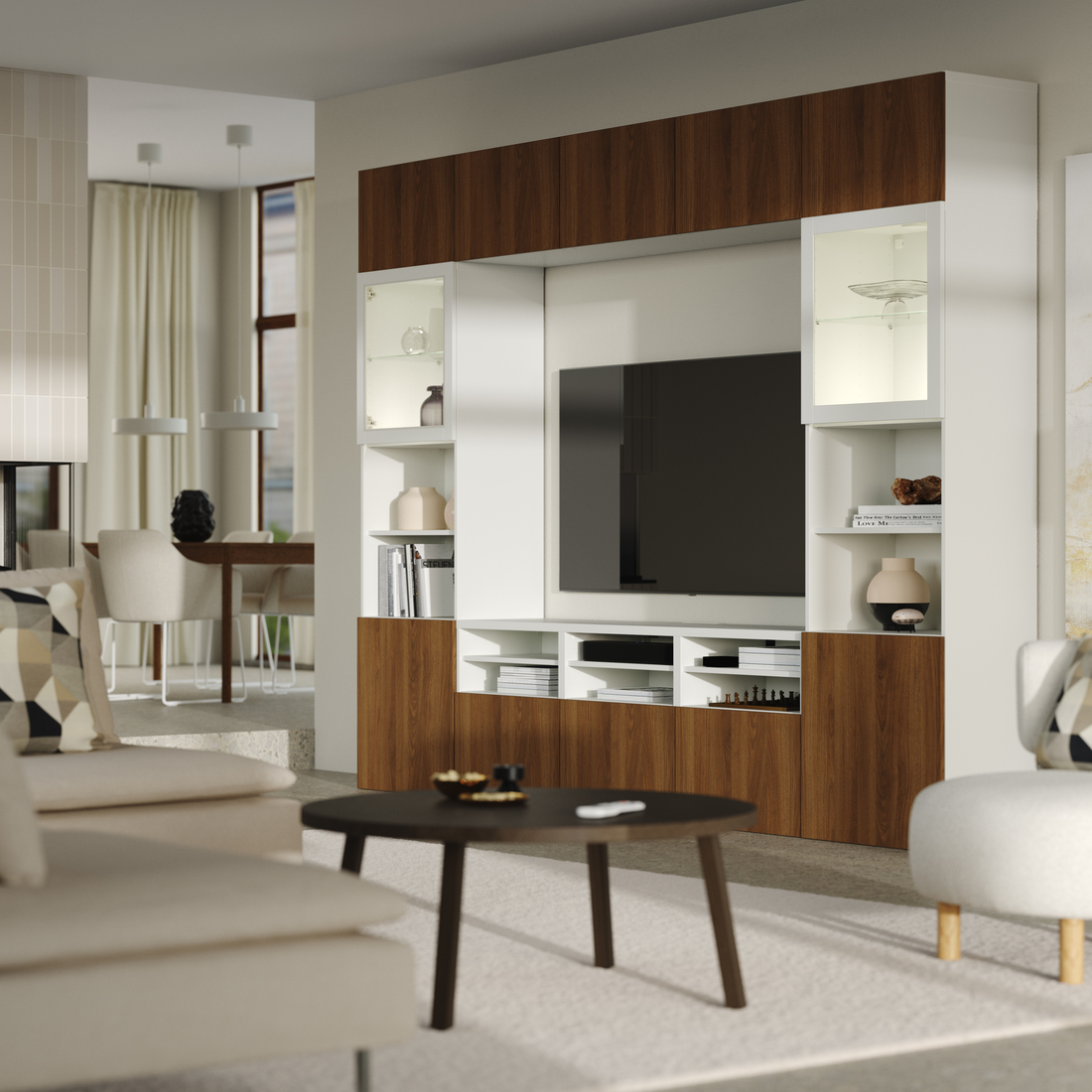 BESTÅ, TV storage with drawer runner, soft-closing. 2 of 4 open dialog
