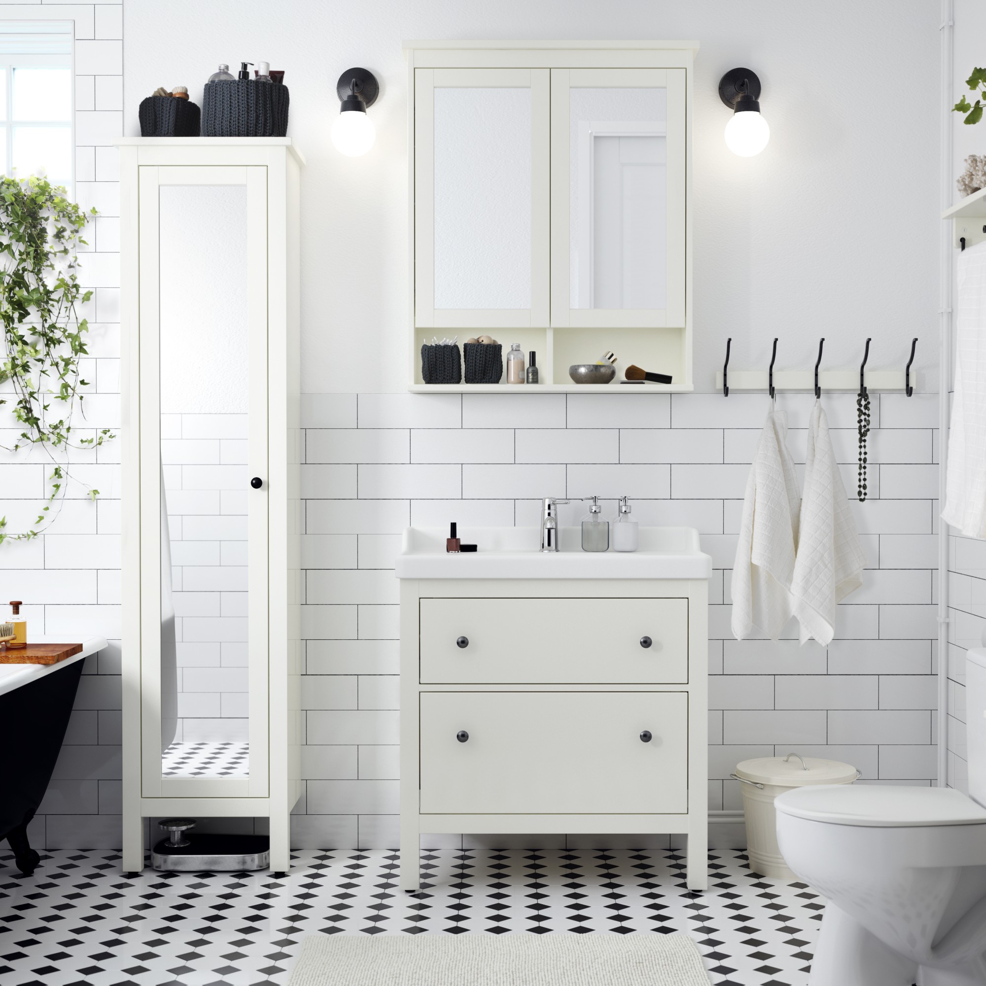 HEMNES, high cabinet with mirror door. 2 of 2 open dialog