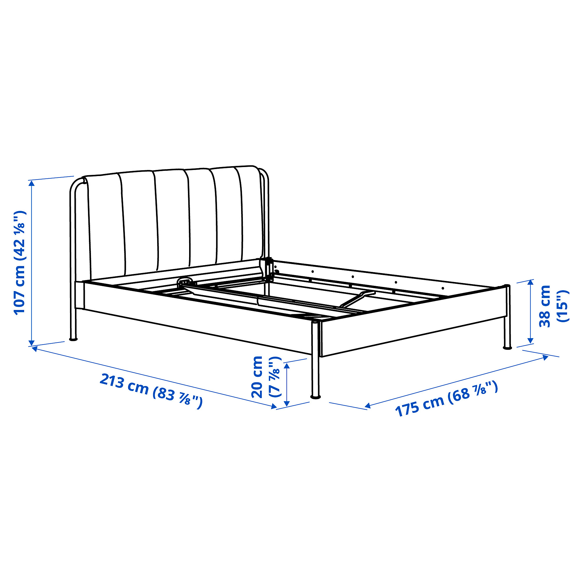 TÄLLÅSEN, upholstered bed. 5 of 5 open dialog