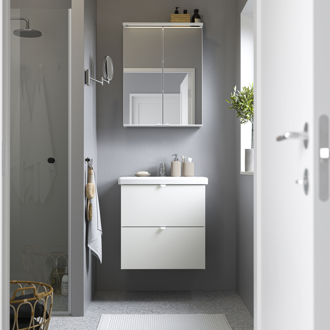 ENHET, mirror cabinet with doors. 3 of 4 open dialog