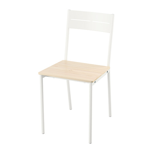 VIHALS, extendable table and 6 chairs, BUSLÄTT white / pine