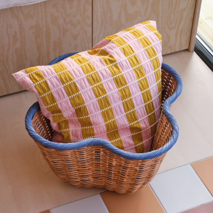 Cushion cover, pink/beige, 20x20 "