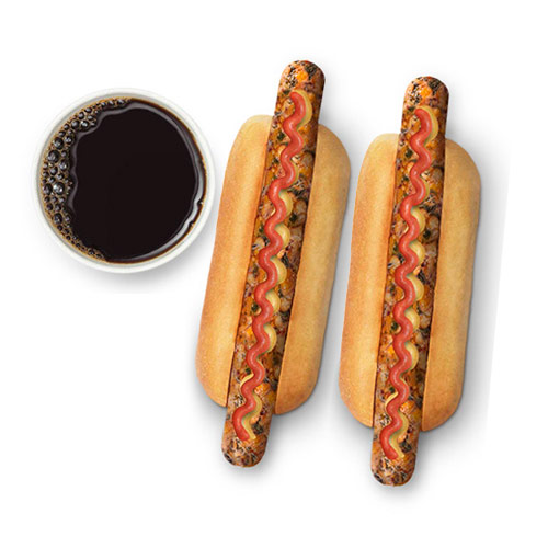 Dos perritos calientes vegetarianos + refresco